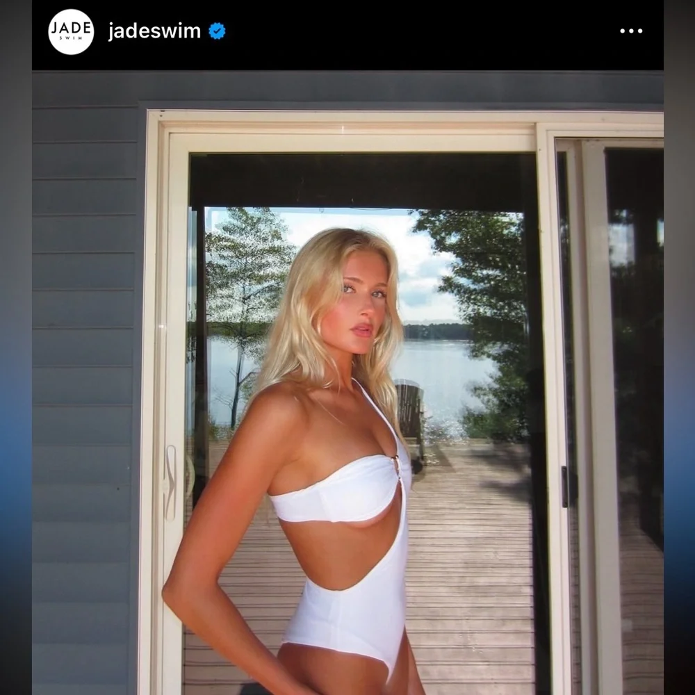 Jade Swim NWT Avery One-Shoulder Asymmetric One Piece Swimsuit White Small - Picture 7 of 9